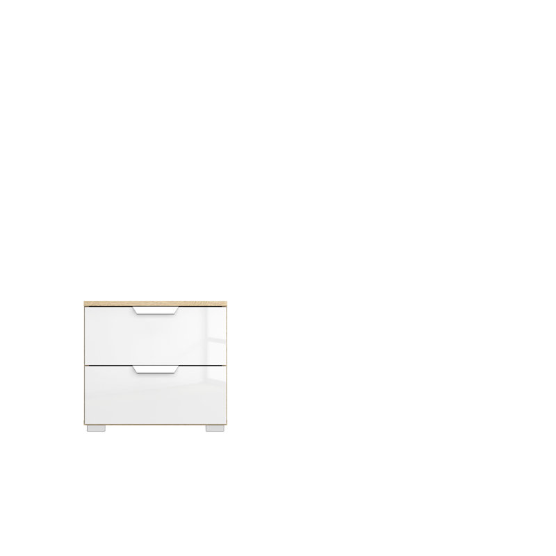 Aditio 2 Drawer Bedside Table, Oak sonoma/High-gloss white