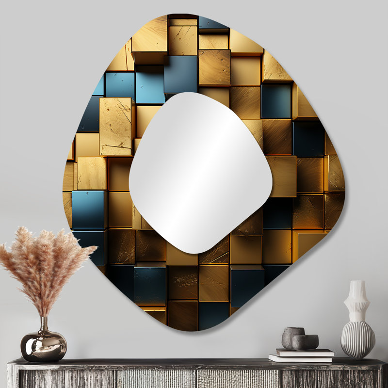 Kamari Grunge Gold Cubes, 35 po x 31 po