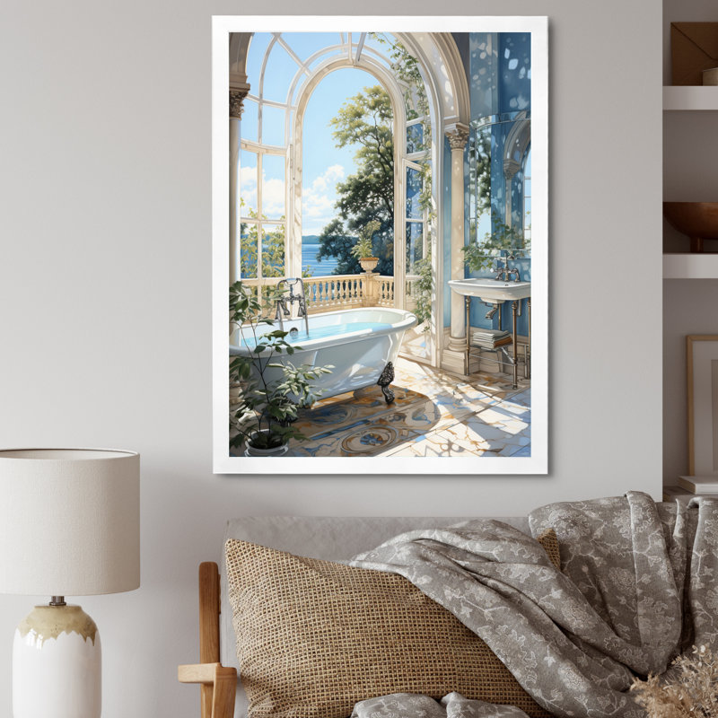 Dashira Bathroom Tranquil Reflections IV - Bathroom Framed Prints, Single Picture Framed, 40" H x 30" W, White