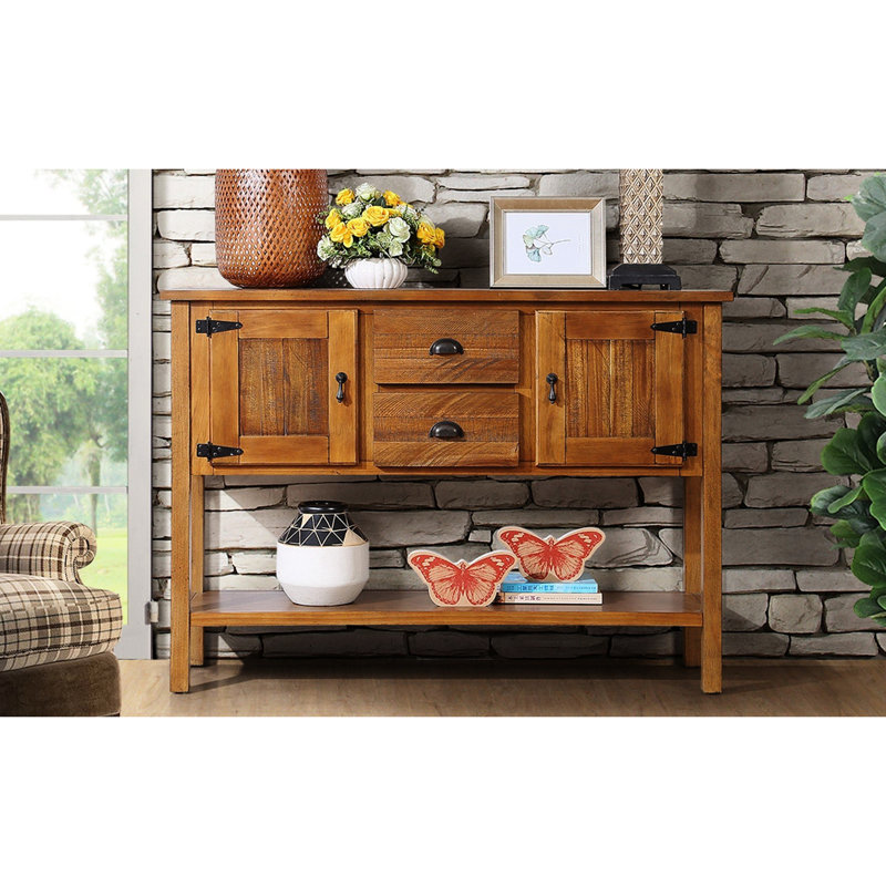 48'' Solid Wood Kitchen Sideboard, Retro Design, Ample Space - Brown Couch Console Table,