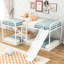 Lit superposé en forme de L avec glissade, en métal, classique, glissade blanche à usage familial, lit simple double-121015511