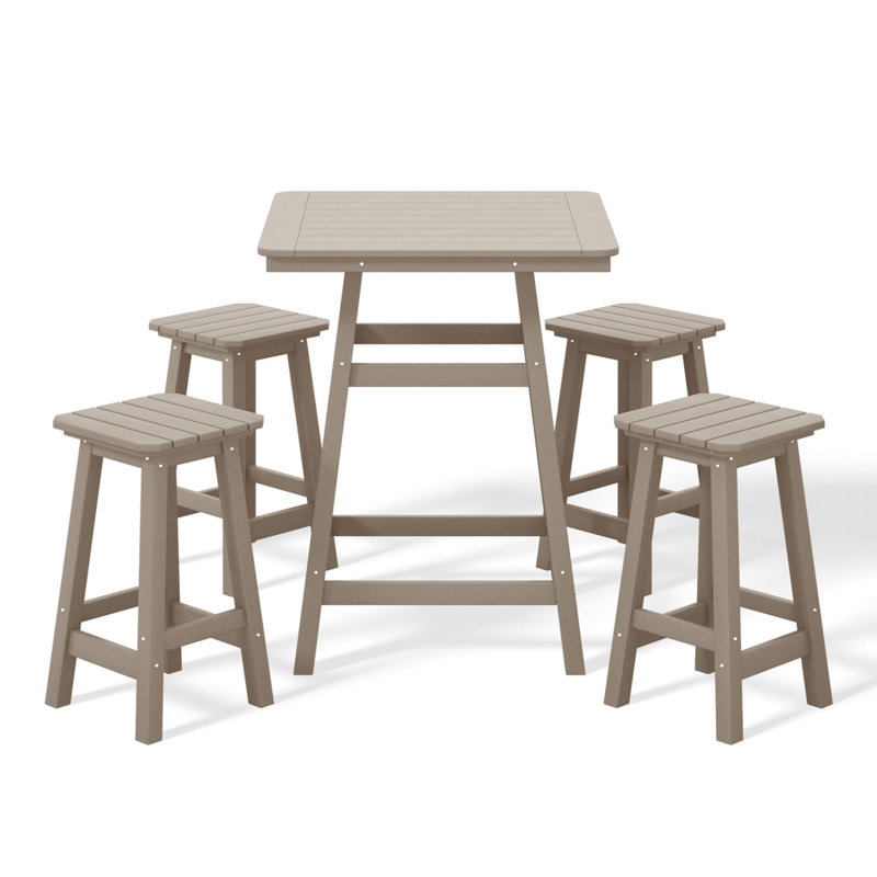 Ensemble de comptoir carré 5 pièces Laguna, Brun clair