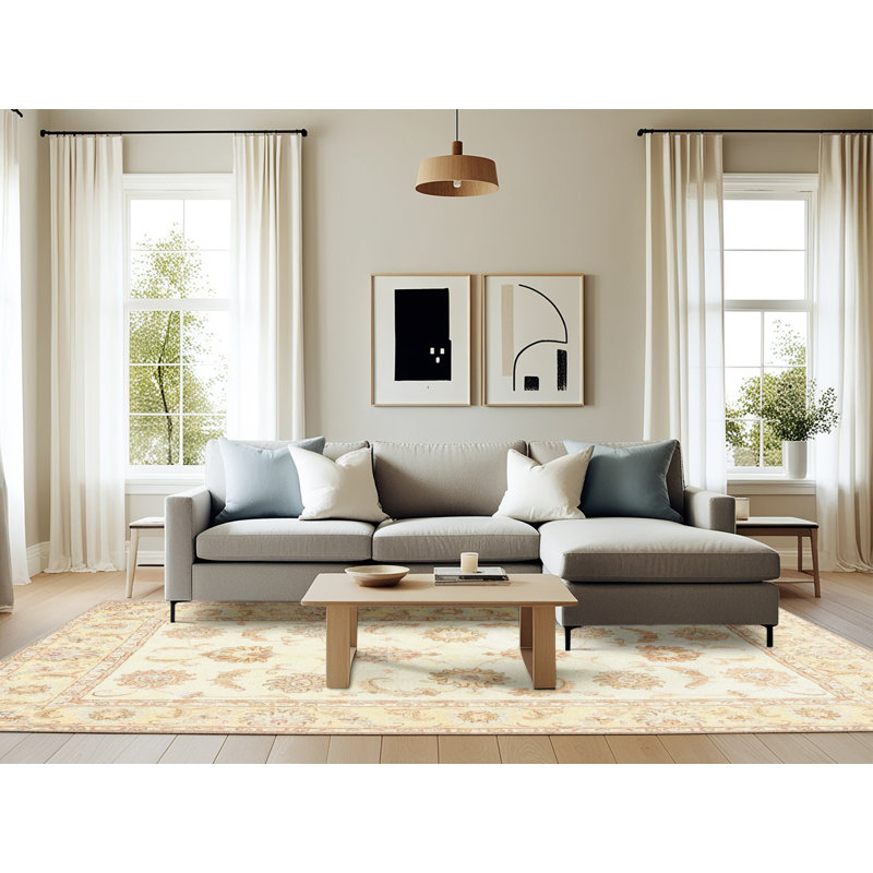 Tapis floral beige, Rectangle 6 pi x 9 pi