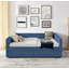Grand lit de jour avec canapé-lit capitonné à deux tiroirs, tissu Boucle (88 po x 65,5 po x 29,5 po)-1389440234