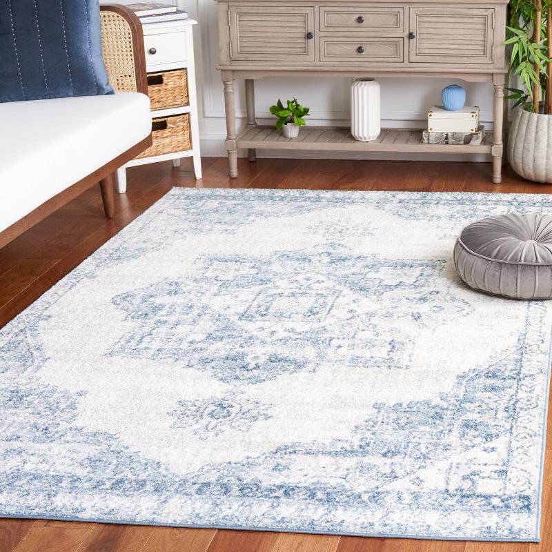 Lowrey Blue/White Rug, Rectangle 5'5" x 7'6"