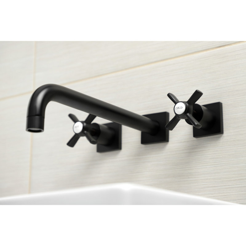 Kingston Brass Millennium Two-Handle 3-Hole Wall Mount Roman Tub Faucet, Matte Black
