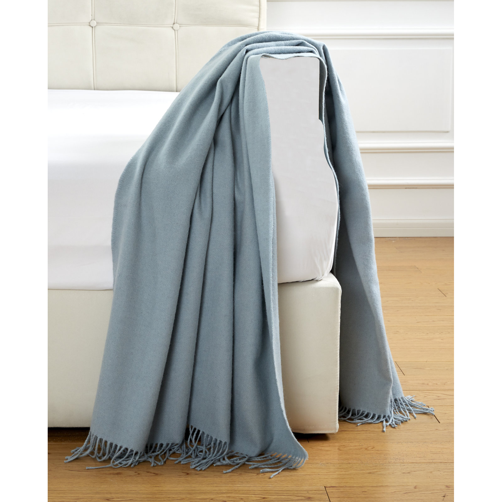 Campera Merino Wool Throw Blanket, Blue