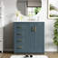 Ensemble de meuble-lavabo autoportant de 30 pouces avec lavabo en céramique, armoire en bois massif et 3 tiroirs à fermeture en douceur | Idée de cadeau-423311900