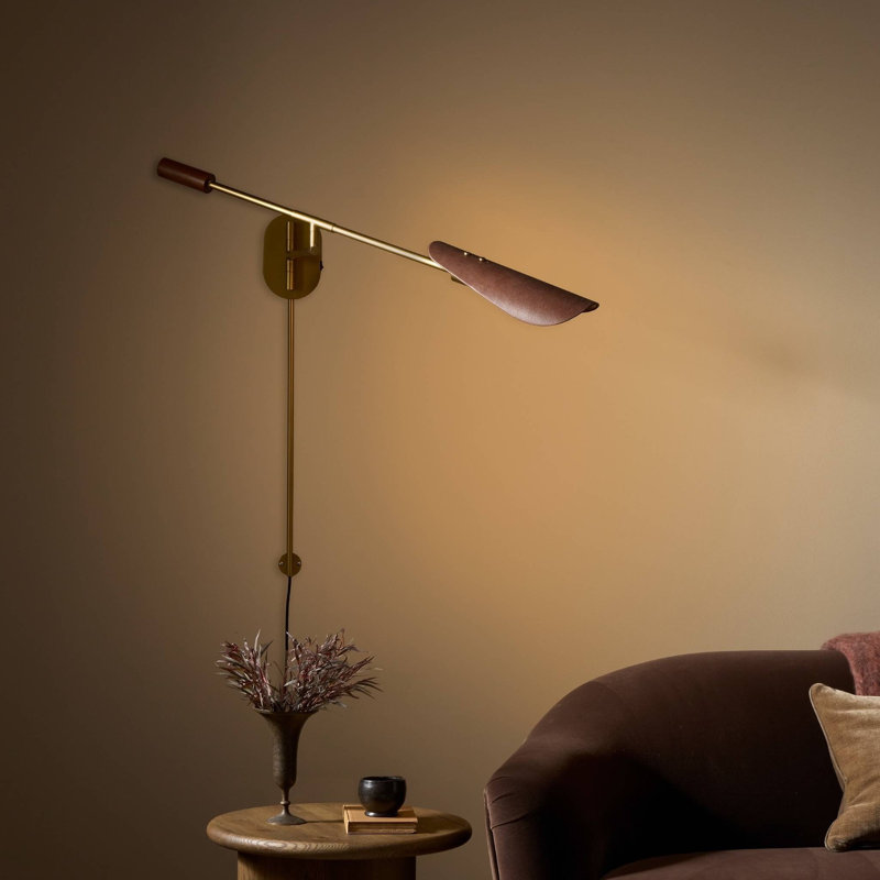 Astrid Sconce-Dark Brown Leather, Dark Brown Leather