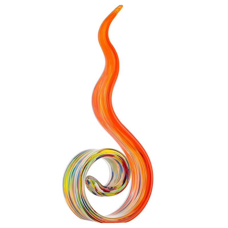 Sculpture en verre soufflé à la main 11,4 pouces 11,5 pi