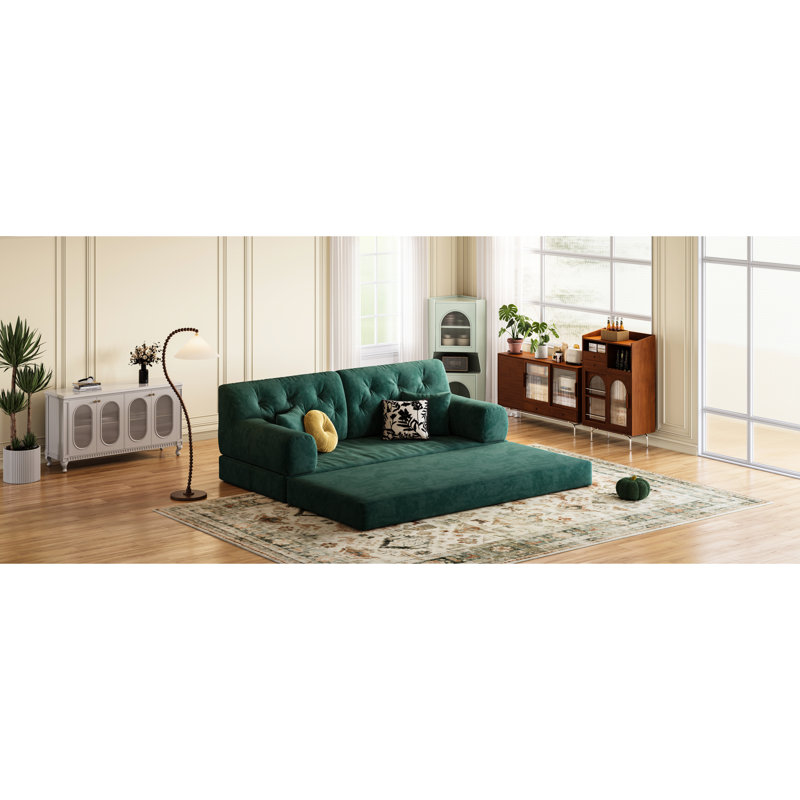 Lit confortable convertible de 78,8 pouces avec plancher de bloc de pudding modulaire - debout pour le salon et la chambre à coucher, tissu en velours côtelé lavable amovible, profondeur d'assise de 70 cm, formes variables, trois