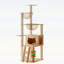 Tour à chat 59 po en bois moderne avec poteaux à griffer en sisal, perchoir supérieur et hamac en acrylique pour chats d'intérieur de toutes tailles