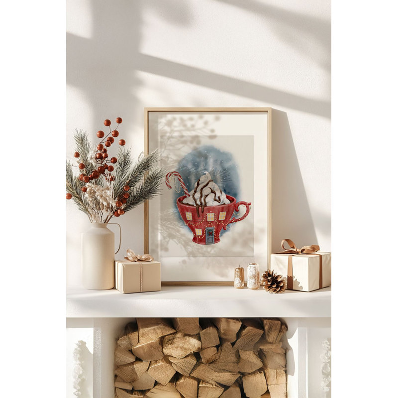 «Festive Christmas», peinture encadrée décorative de 13,0 po x 19,0 po | Cadre 100% bois massif (épaisseur: 0,8 pouce), œuvre d'art 100% MDF | Impression numérique pour des couleurs vives, décoration murale parfaite pour la maison et le bureau