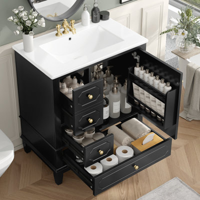 Meuble-lavabo moderne de 30 pouces avec lavabo en céramique intégré Dockmere