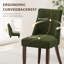 Chaise de salle à manger rembourrée de 19 po de hauteur Parsons, pieds en bois massif, chaises d'appoint en tissu à haut dossier, assemblage facile-1154101795