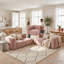 Canapé d'angle modulaire en L Bouclé avec pouf et assise profonde