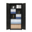 Armoire de rangement haute avec 2 portes et 4 cloisons pour séparer 5 espaces de rangement, conception maison / bureau-485444270