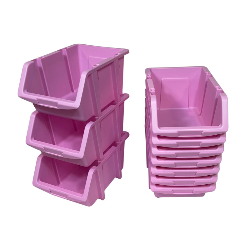 Henriha Stacking Plastic Bin Set, Lavender