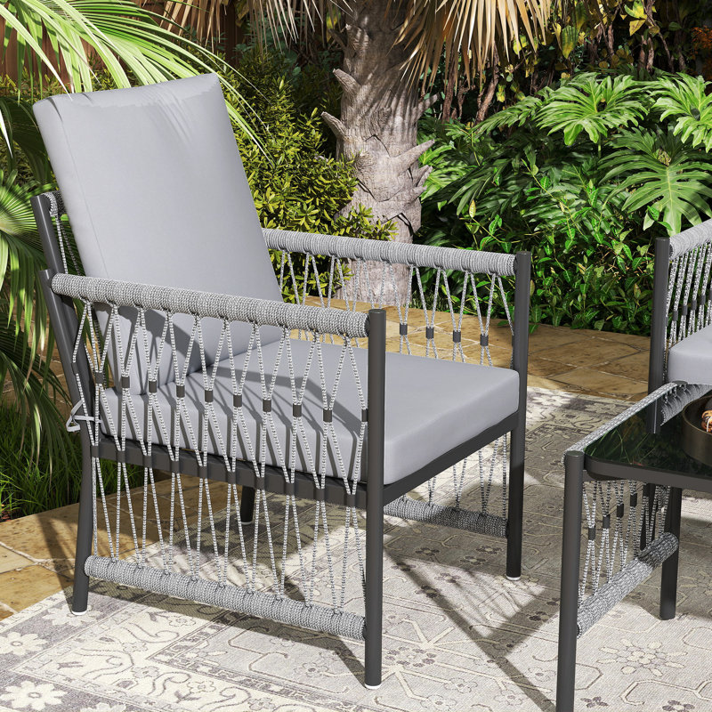 Rattan Sofa Set, Grey/Black