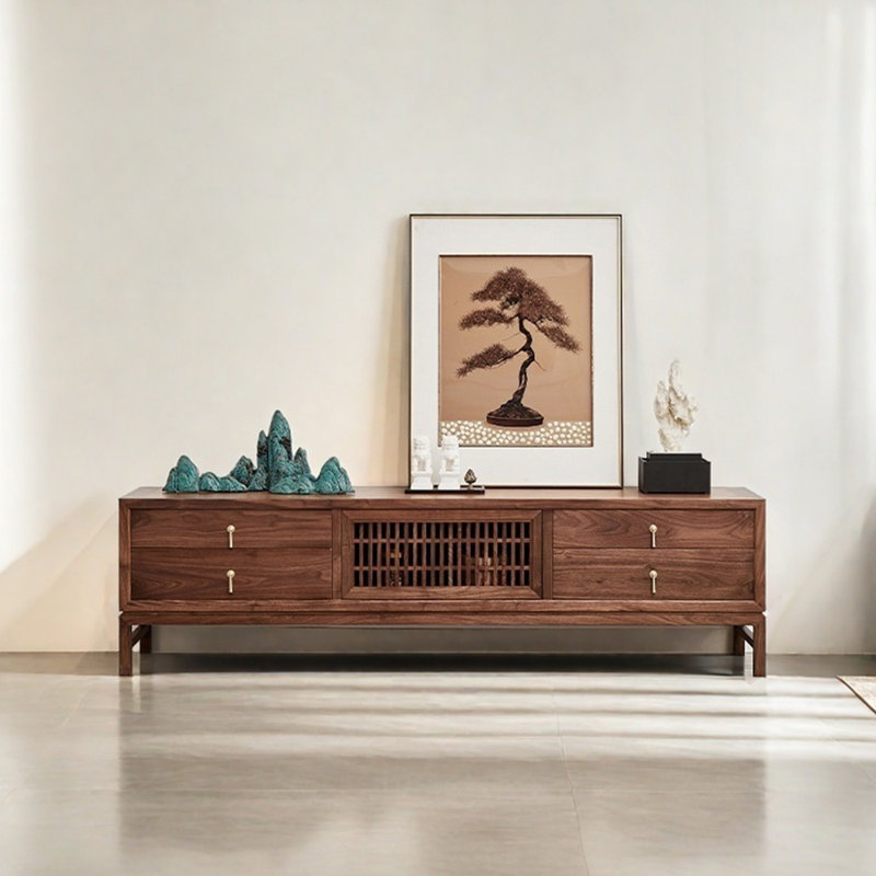 Pure Solid wood black walnut TV cabinet
