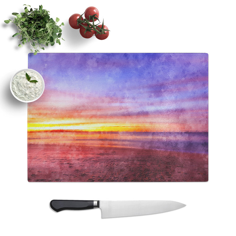 Tempered Glass Sydney Beach Chopping Board, 20 cm x 28.5 cm