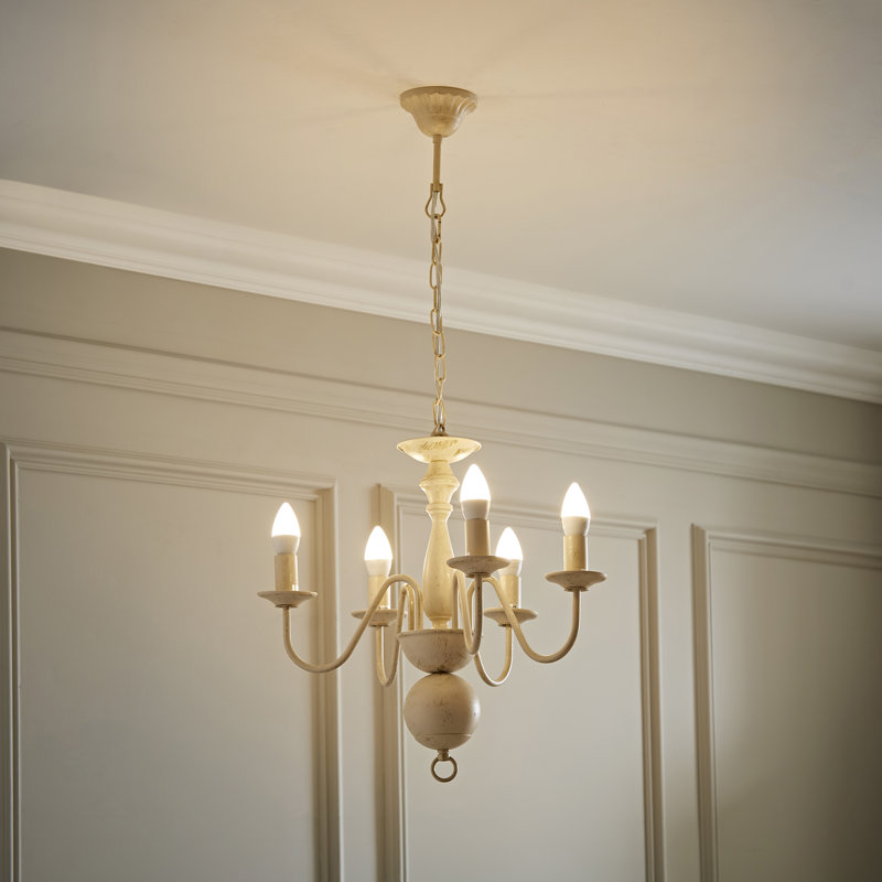 Eshelman 5 - Light Candle Style Chandelier, Not Included, Distressed White