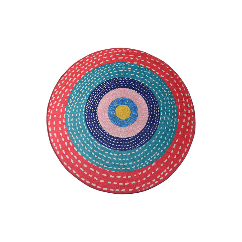 Tapis rond rouge / bleu / rose en velours touffeté à la machine Arnot, Rond 6 pi 7 po