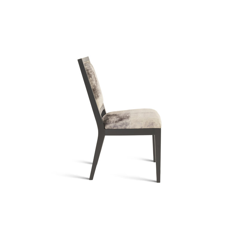 Gray and Black Upholstered Solid Wood Side Chair