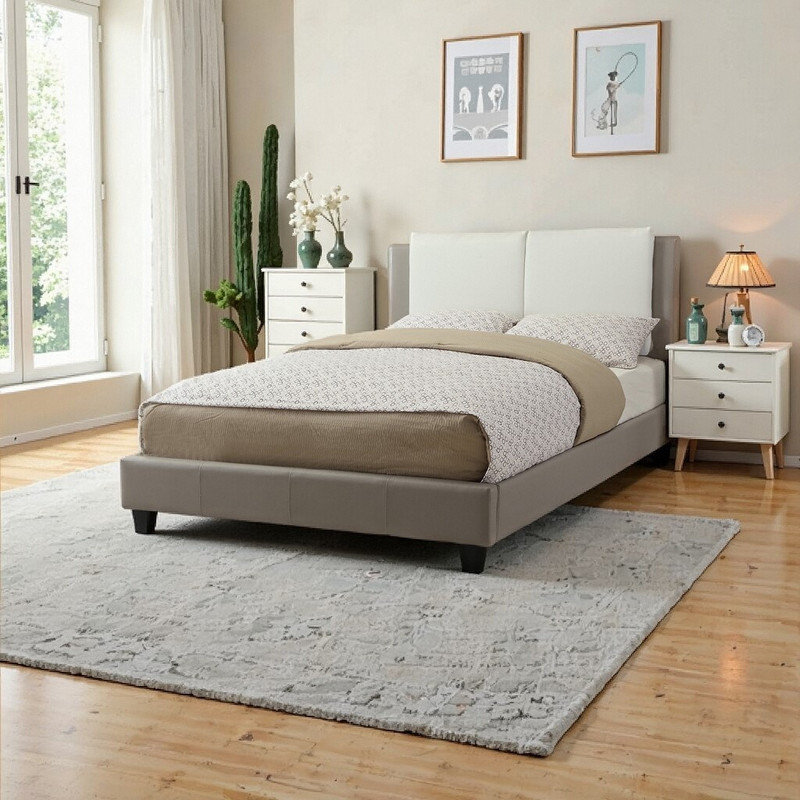 Lit plateforme tapissier double pleine grandeur, Double