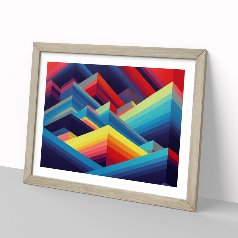 Uplifting Abstract Art - Framed Print, 25cm H x 34cm W x 2cm D, Oak