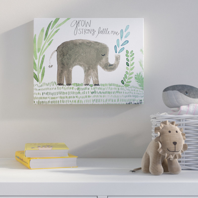 «Grow Strong Little Elephant», art encadré, Toile tendue, H 16 po x l 20 po