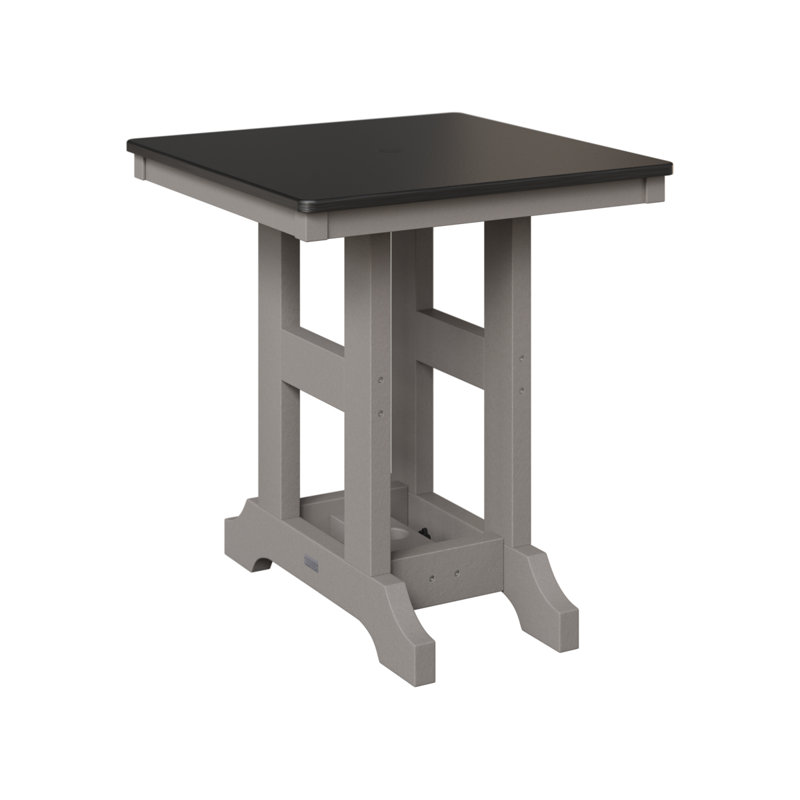 Table de salle à manger carrée 28 po Berlin Gardens Garden Classic, Gris clair, H 30,87 po x l 28 po x P 28 po, Noir martelé