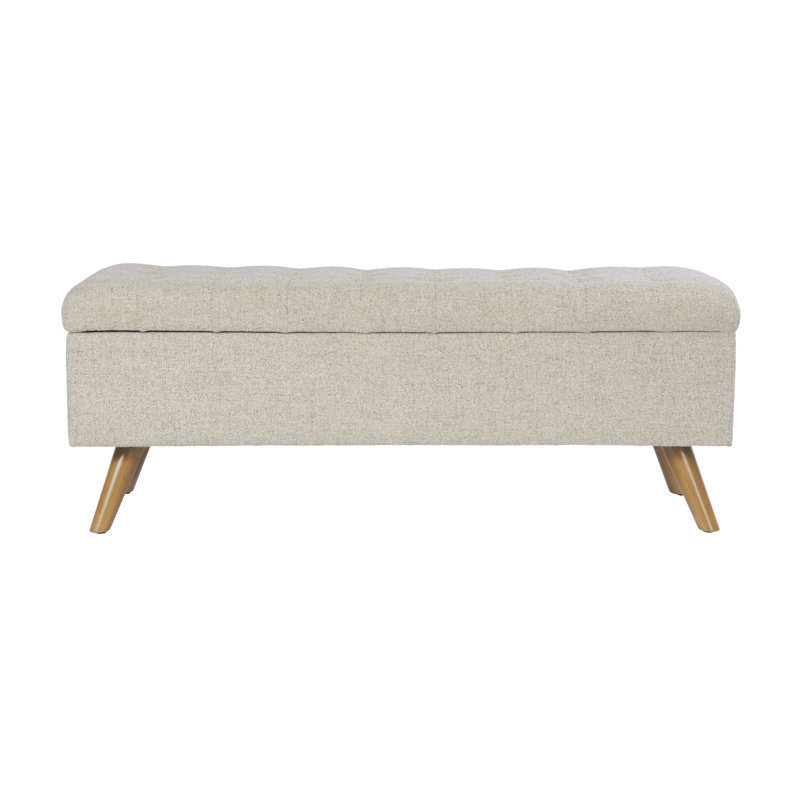 Banc de rangement à couvercle rabattable Ataru, Crème texturée