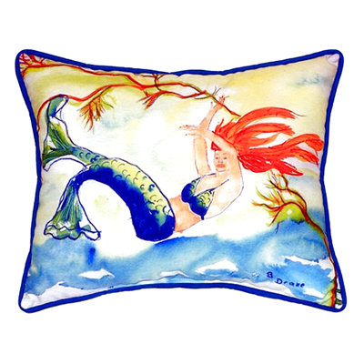Resting Mermaid Outdoor Reversible Throw Pillow