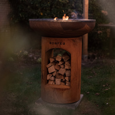 Cylinder Steel Outdoor Fireplace