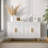 Modern White Console Table, 47.2 x 29.0 x 11.6 inches | 100% Melamine Coated Particle Board, Thickness: 0.7 inches | Scandinavian Geometric Design, Stylish & Durable for Living Room, Entryway & Office-607079356