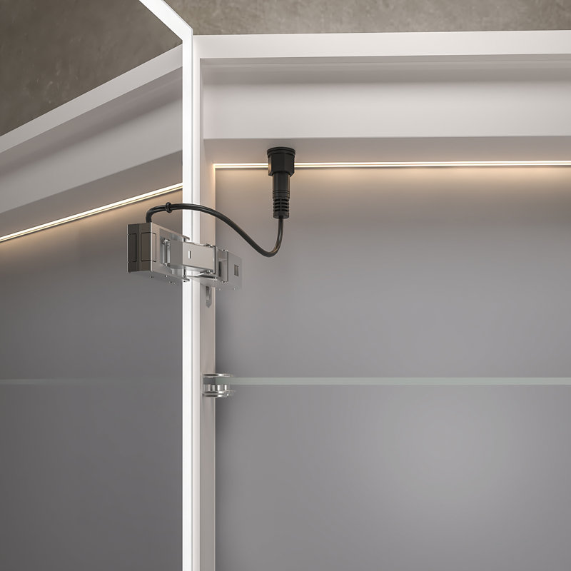 Nova 30" x 36" Framed LED Medicine Cabinet with Magnifying Mirror Inside, Adjustable Light Temperature & Brightness, Includes Heated Defogger, Exterior & Interior Lighting - Brushed Gold