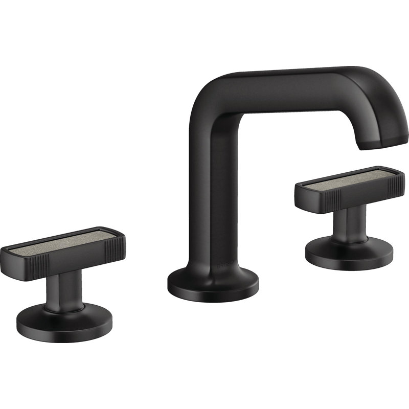 Kintsu® Widespread Lavatory Faucet with Angled Spout, 1.5 GPM, Knob Handle with Concrete Inlay, Matte Black