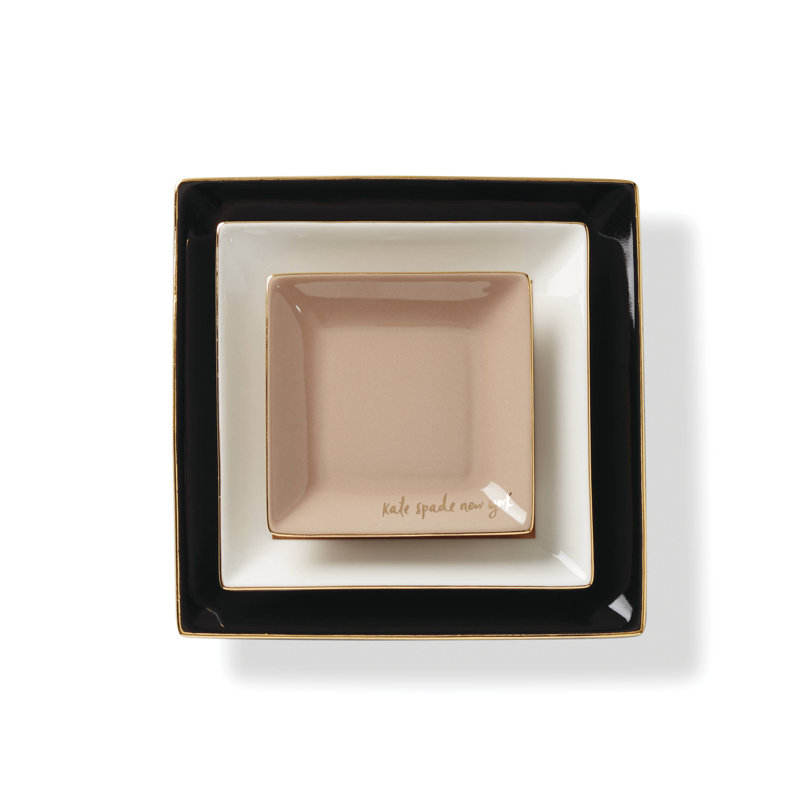 Make It Pop Neutral Black 3-Piece Tray Set, Black/White/Brown