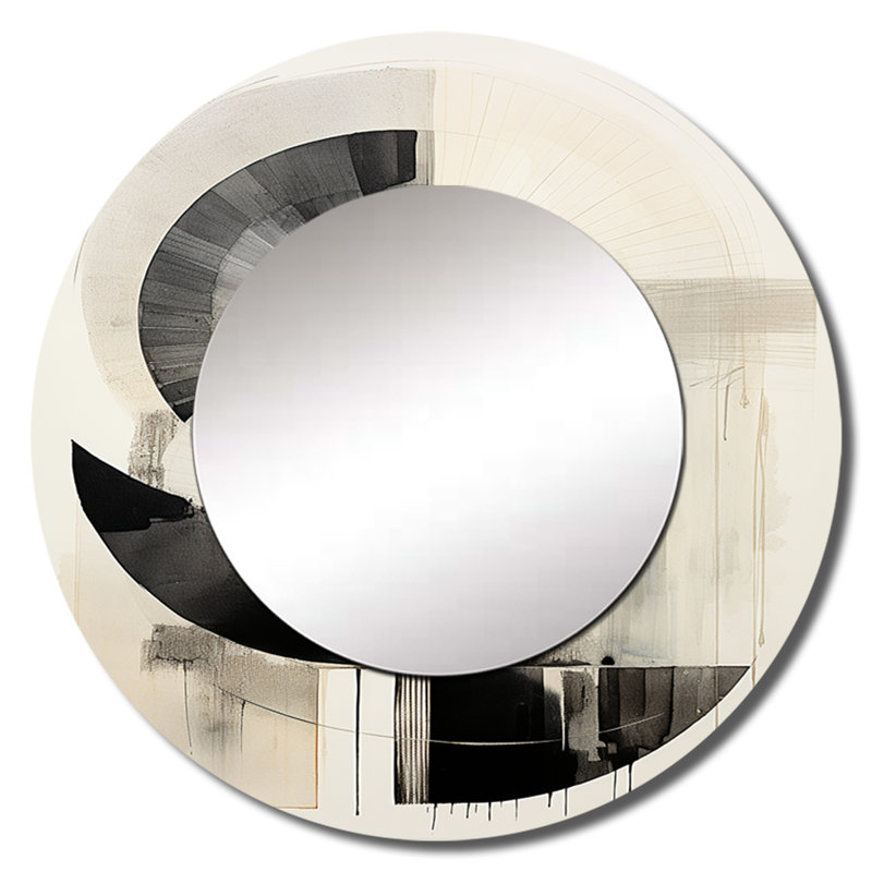 Sharieff Asian Art Seashell Sumi VIII - miroir mural décoratif Art asiatique, 23 po x 23 po
