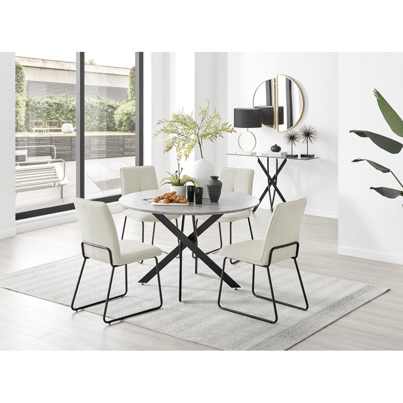 4 - Person Dining Set, 75 x 120 x 120cm, Beige