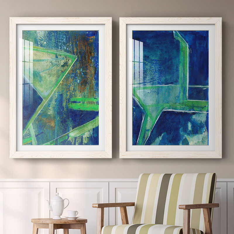 «Geometric In Cool VII», reproduction encadrée de qualité supérieure - prête à être accrochée, Noir