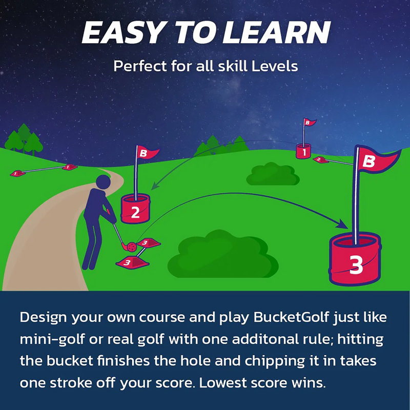 Bucketgolf® Glow 6-Hole Backyard Golf Bundle