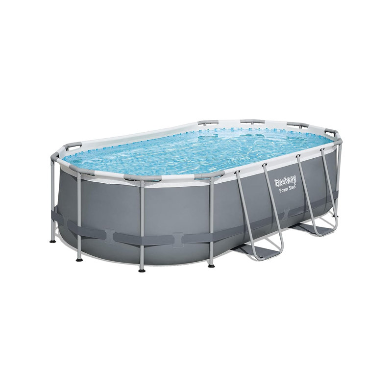 Bestway Power Steel 14' x 8.2' x 39.5" Oval Frame Above Ground Pool Set w/ Filter