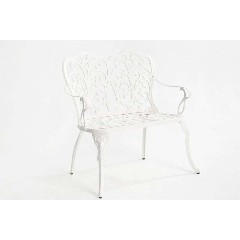 Banc de jardin en métal et aluminium, Blanc