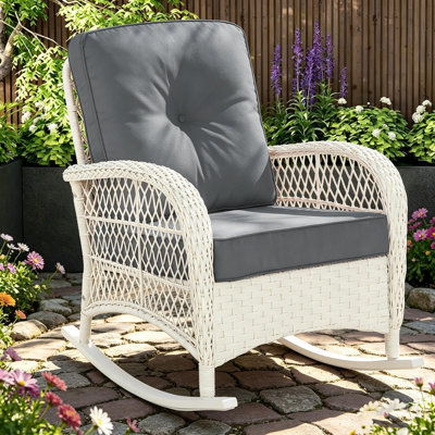 Chaise berçante en osier pour l'extérieur Meetwarm