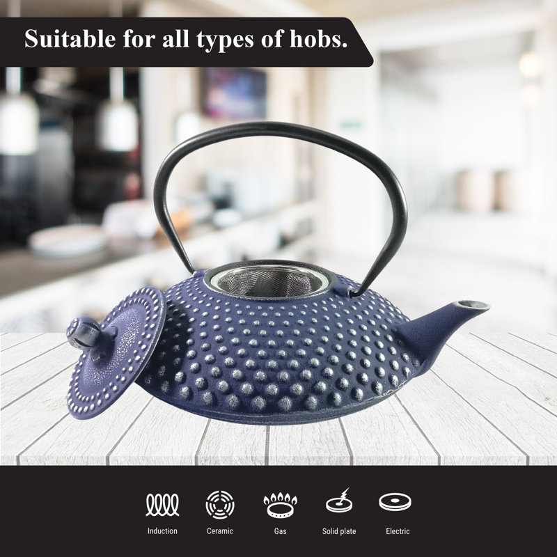 Buckingham Cast Iron Hobnail Teapot - Blue Pimple Pattern, 1250ml