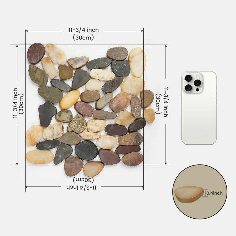 Carreau de mosaïque en pierre StoneCreek pour planchers et murs, 6 pièces par boîte, Couleurs mixtes