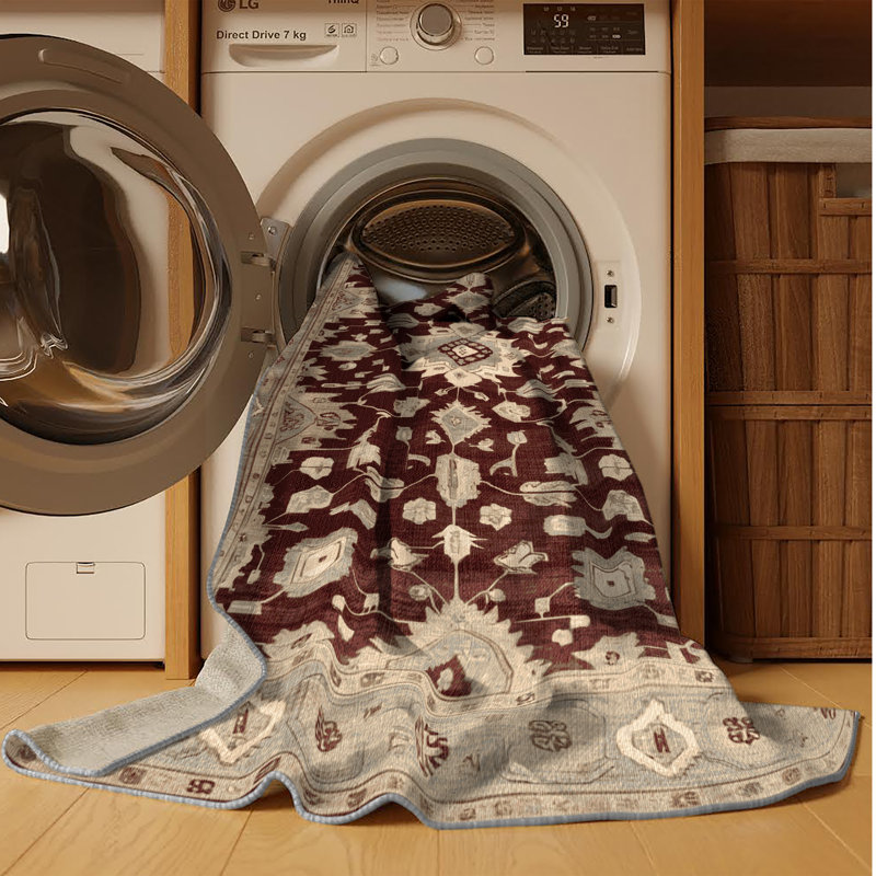 Tapis gris lavable à la machine, Carré 7 pi