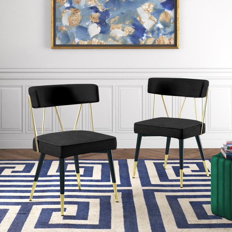 Chaise d'appoint en velours Jeudi, Velours noir